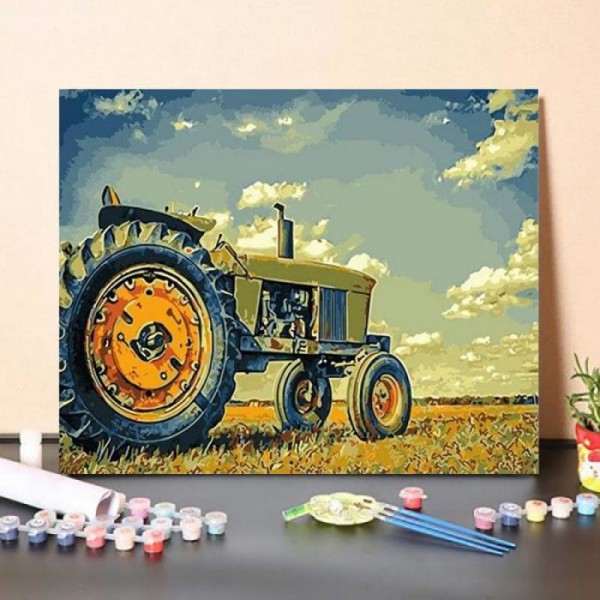 Paint By Numbers Kit Tractor On Fields
