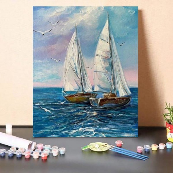 Paint by Numbers Kit Two Sailing Boats