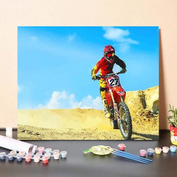 Paint By Numbers Kit Red Dirt Bike Desert