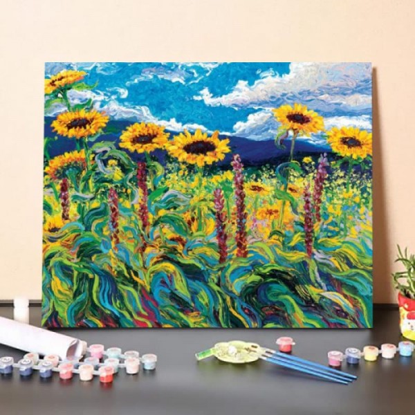 Paint By Numbers Kit-Sunflowers Under The Blue Sky