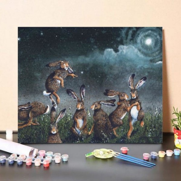 Paint By Numbers Kit – Rabbits in the Moonlight