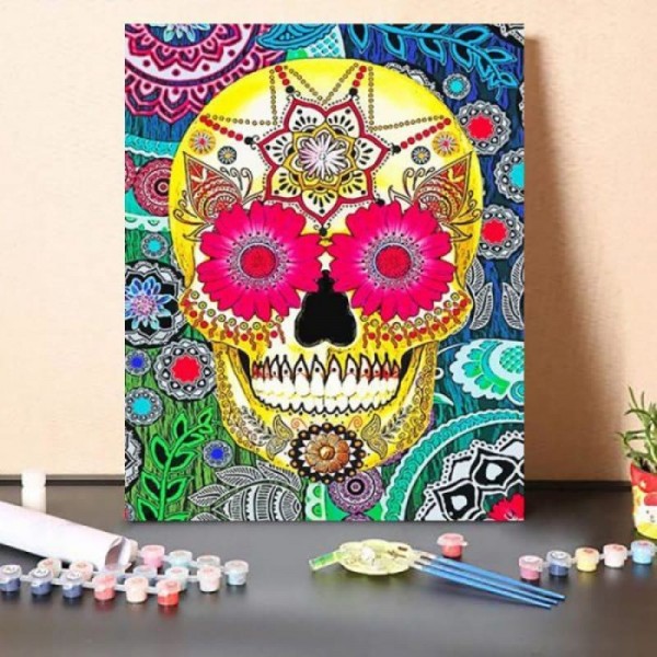 Paint By Numbers Kit Abstract Colorful Skull