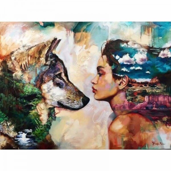 Buy Dog And Girl Portrait Diy Paint By Numbers Kits