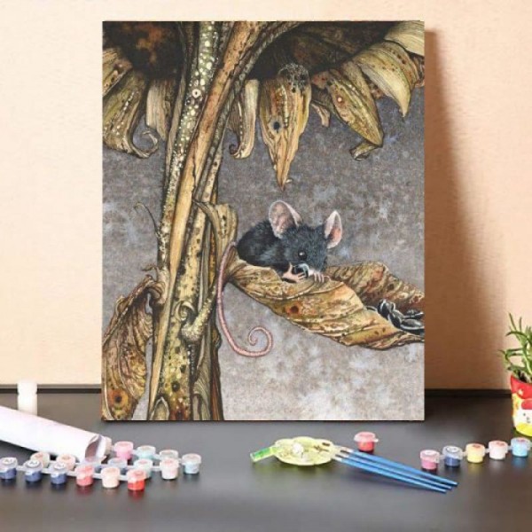 Paint By Numbers Kit – Mouse and Sunflower