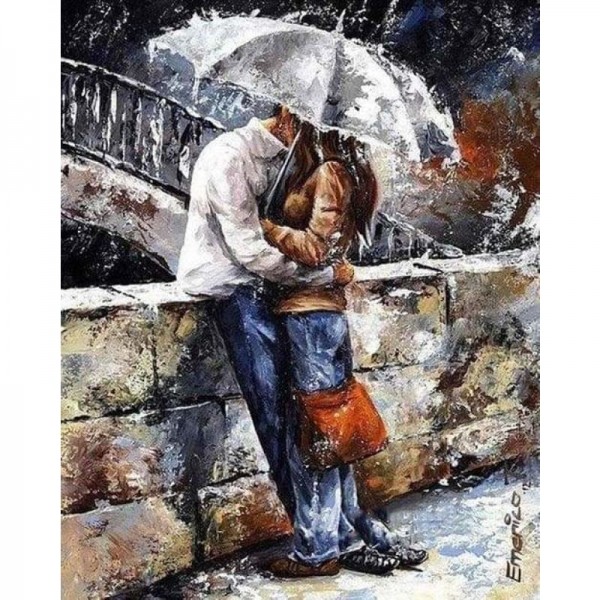 Buy Portrait Lovers Under Umbrella Diy Paint By Numbers Kits