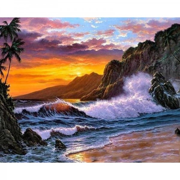 Landscape Nature Waves Rocks Beach Summer DIY Paint By Numbers Kits