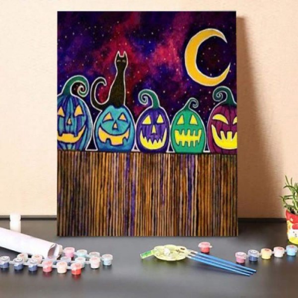 Paint By Numbers Kit – 5 Colorful Jack O lanterns