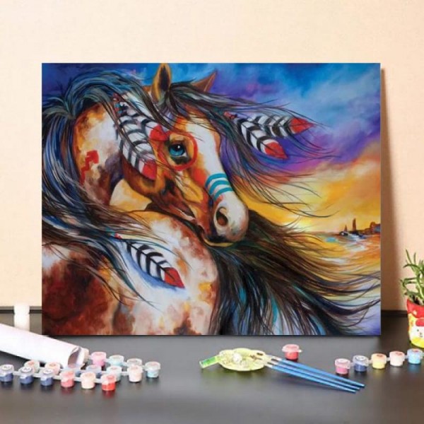 5 Feathers Indian War Horse – Paint By Numbers Kit