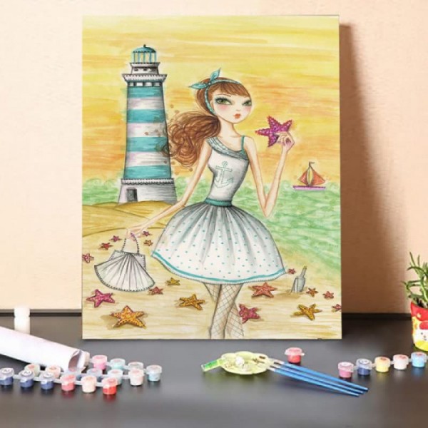 Paint By Numbers Kit-Pick Up Starfish