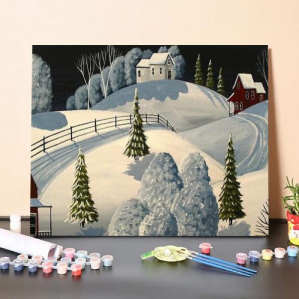 Paint By Numbers Kit Country Winter Night