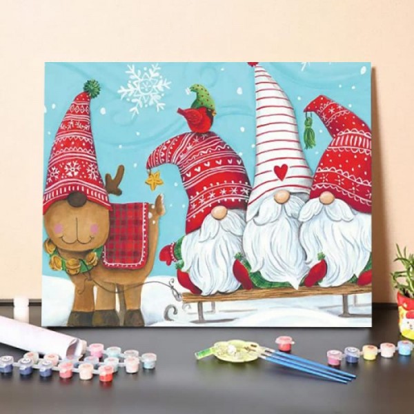 Paint By Numbers Kit-Elf Gnome With Lights
