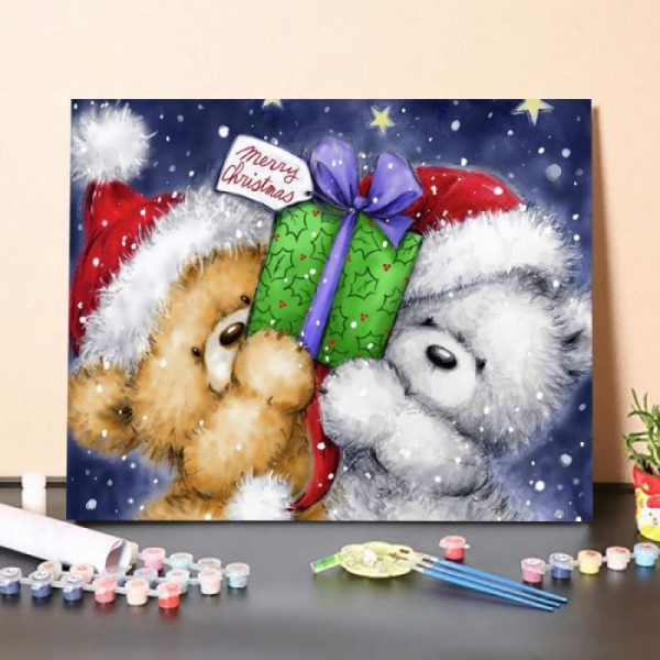 Two Bears And Present – Paint By Numbers Kit
