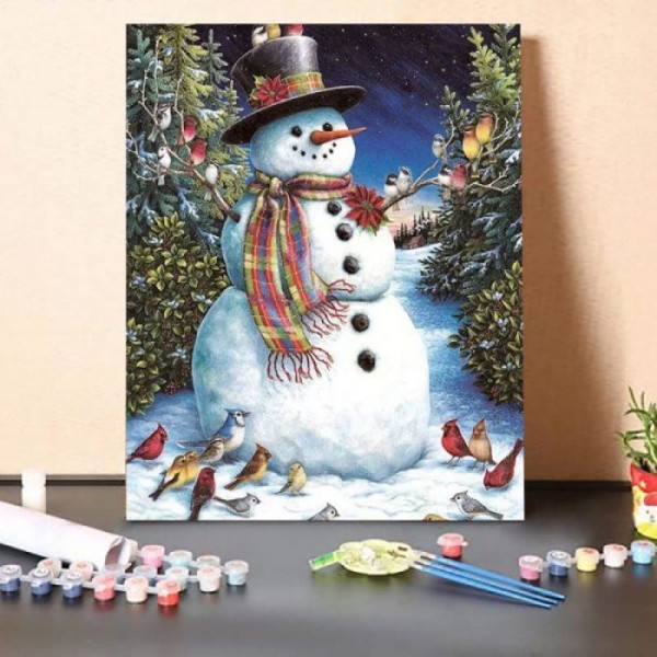 A Flock Of Birds And Snowman – Paint By Numbers Kit