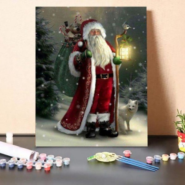 Christmas Street Lights Santa Claus and The Fox-Paint by Numbers Kit