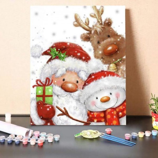 Santa Snowman And Reindeer – Paint By Numbers Kit