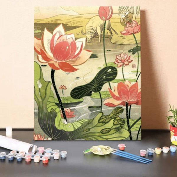 Paint by Numbers Kit-Lotus