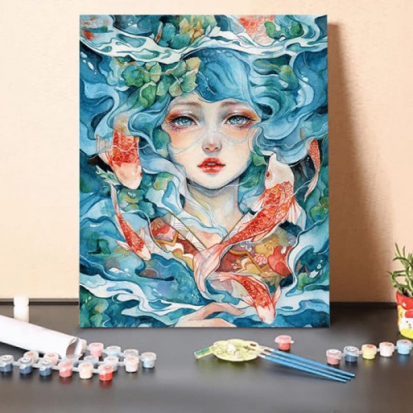 Paint by Numbers Kit-Koi girl