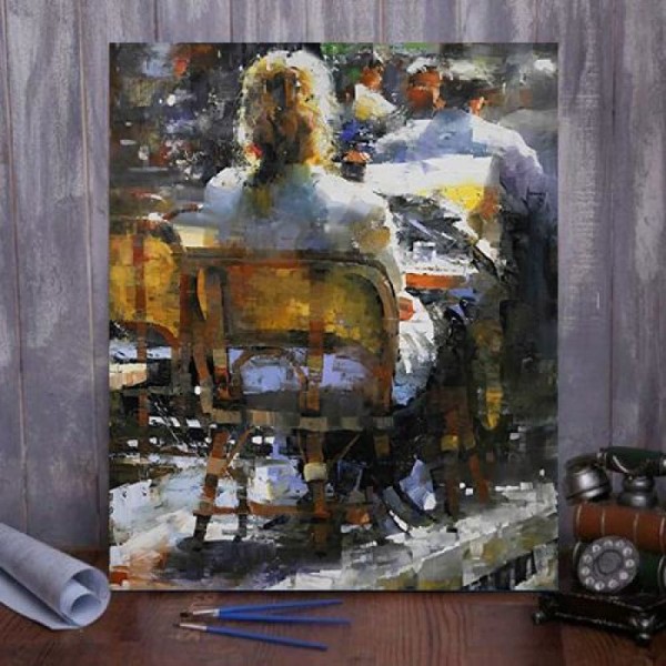 Alone at a Paris Cafe Paint By Numbers Kit