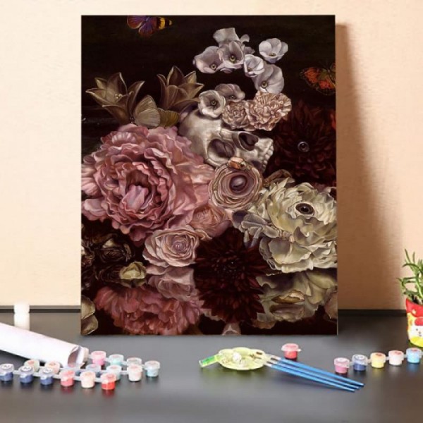 Paint by Numbers Kit-Skull and Flower