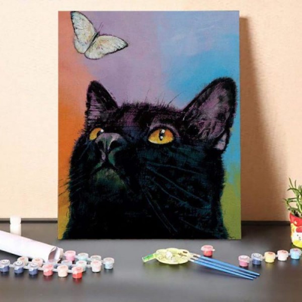 Black Cat Butterfly – Paint By Numbers Kit