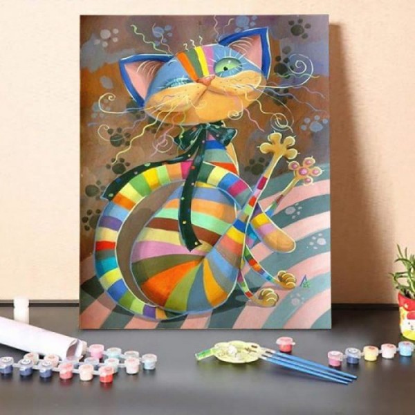Paint by Numbers Kit-Abstract Cartoon Cat