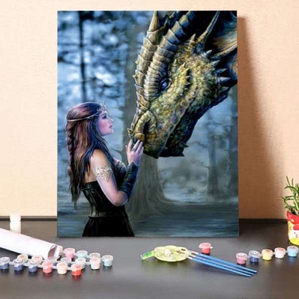 Paint by Numbers Kit-Dragon and Woman