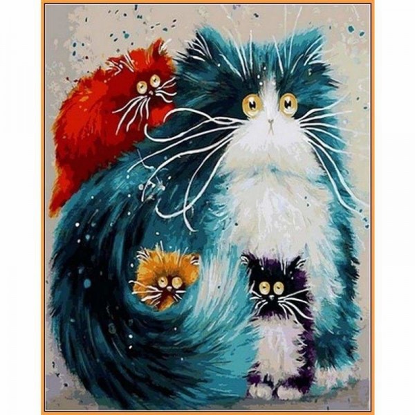 Order Pet Four Colorful Cats Diy Paint By Numbers Kits
