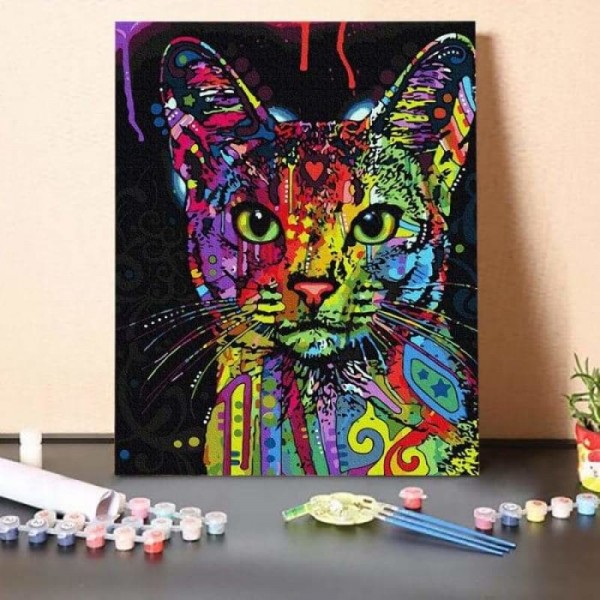 Paint by Numbers Kit-Beauty-Colorful Cat