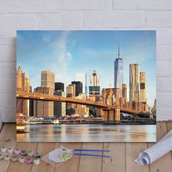 Brooklyn Bridge And Manhattan Skyline I Paint By Numbers Kit