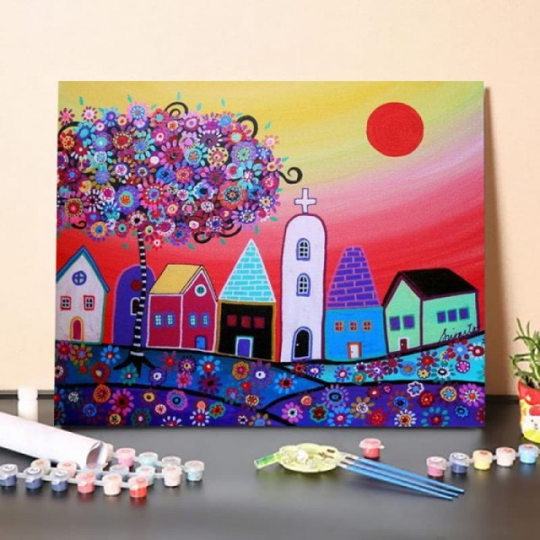 Paint by Numbers Kit-Whimsical Town